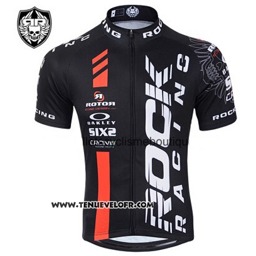 2015 Maillot Ciclismo Rock Racing Noir et Rouge Manches Courtes et Cuissard